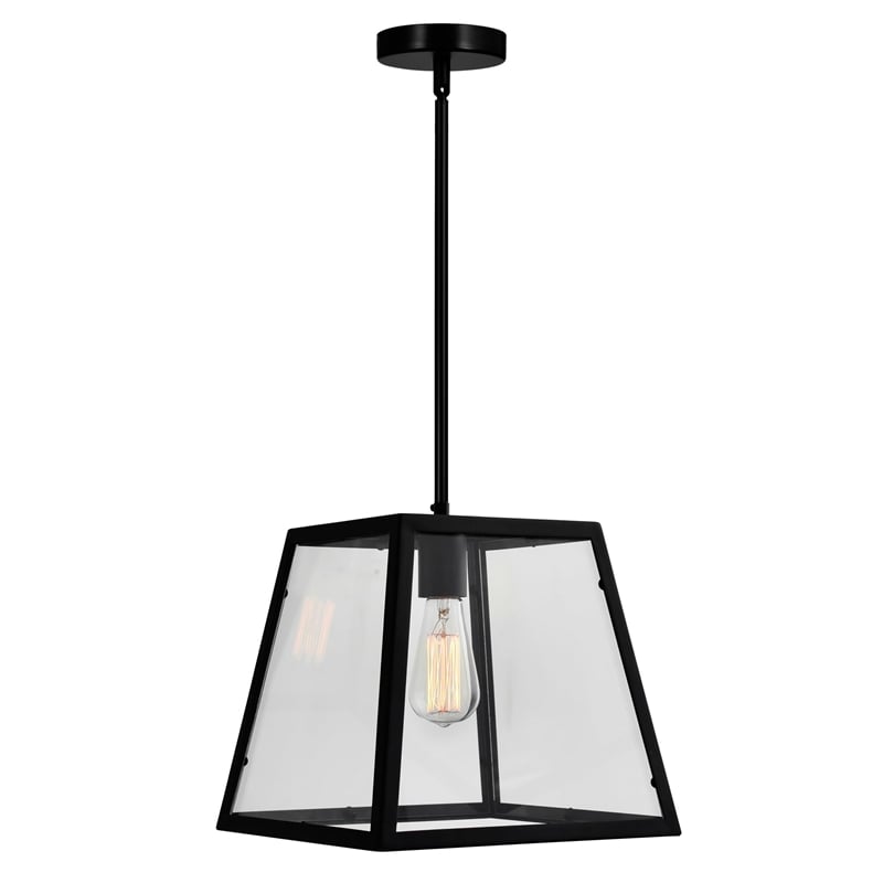CWI Lighting Alyson 1 Light Down Farmhouse Metal Mini Pendant in Black