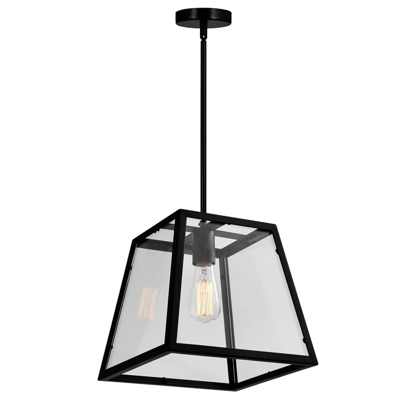 CWI Lighting Alyson 1 Light Down Farmhouse Metal Mini Pendant in Black