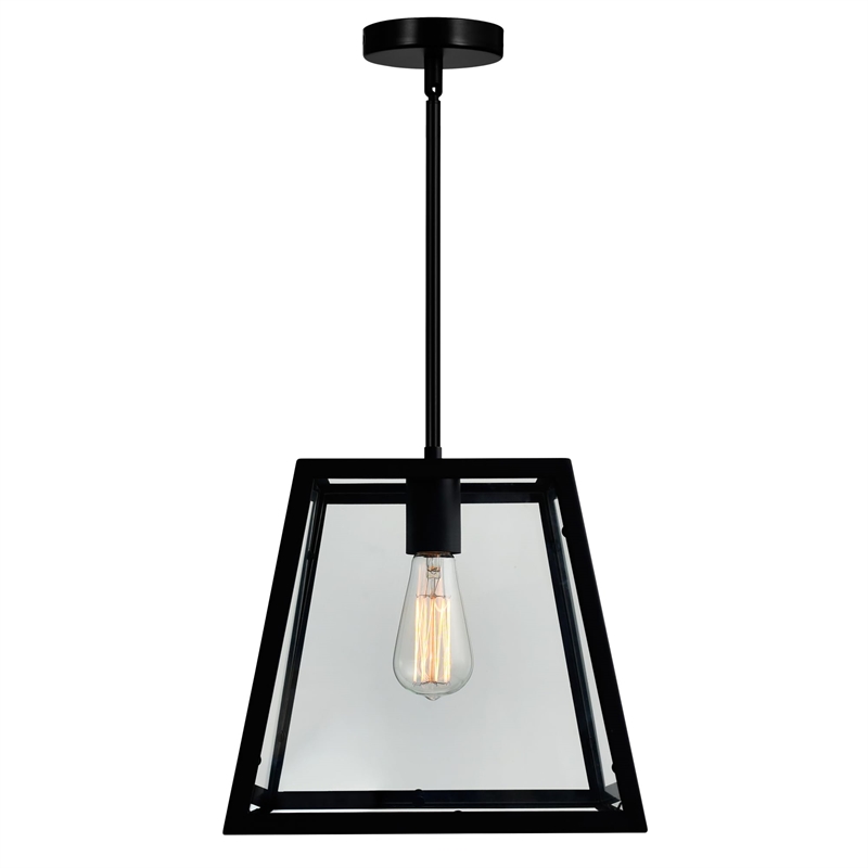 CWI Lighting Alyson 1 Light Down Farmhouse Metal Mini Pendant in Black
