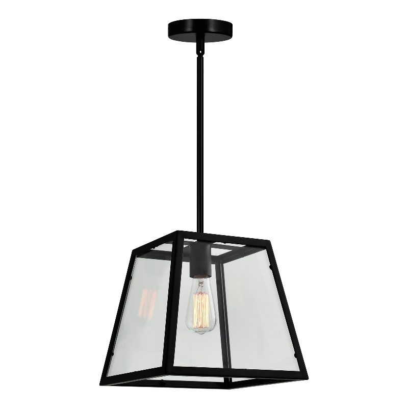 CWI Lighting Alyson 1 Light Down Farmhouse Metal Mini Pendant in Black