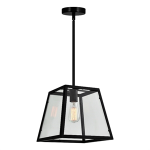 CWI Lighting Alyson 1 Light Down Farmhouse Metal Mini Pendant in Black