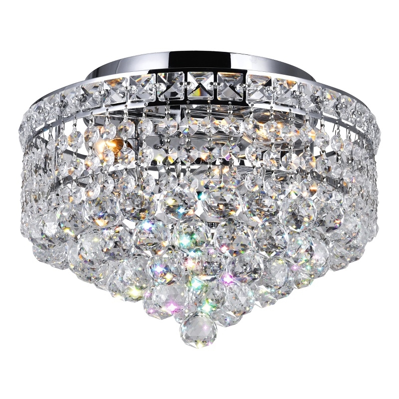 CWI Lighting Luminous 3 Light Transitional Metal Flush Mount in Chrome