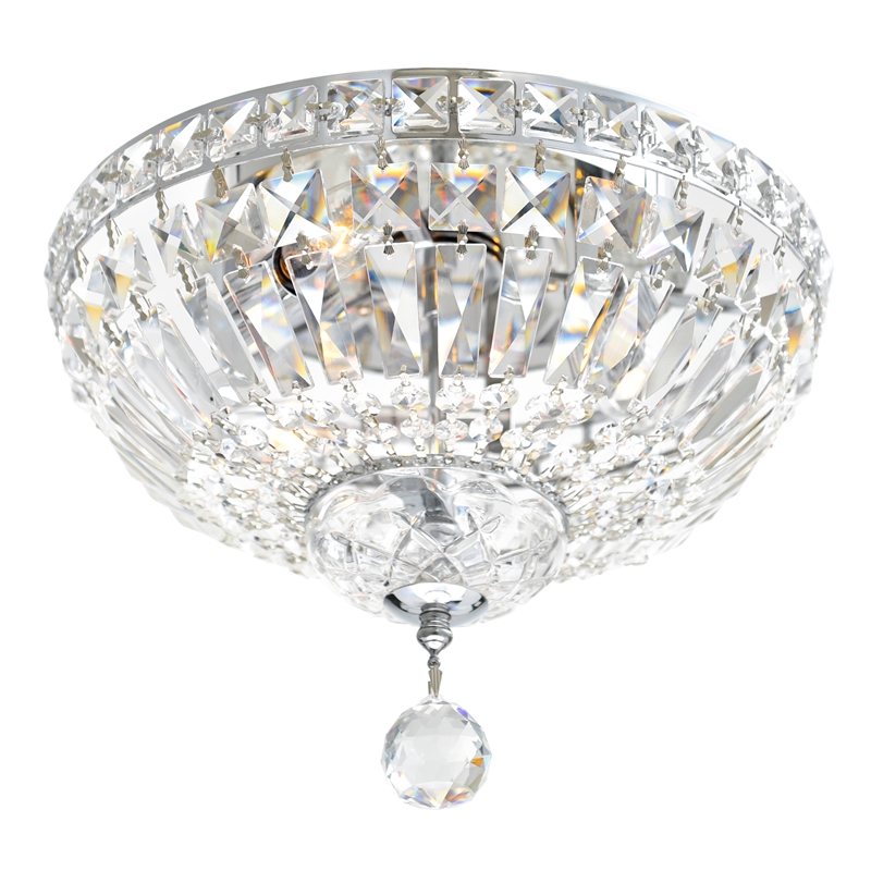 CWI Lighting Stefania 3 Light Metal Bowl Flush Mount in Chrome