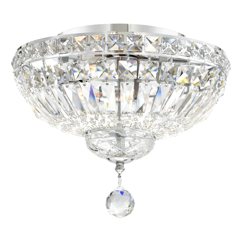 CWI Lighting Stefania 3 Light Metal Bowl Flush Mount in Chrome
