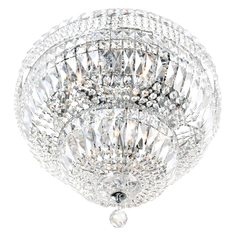 CWI Lighting Stefania 16 Light Metal Bowl Flush Mount in Chrome