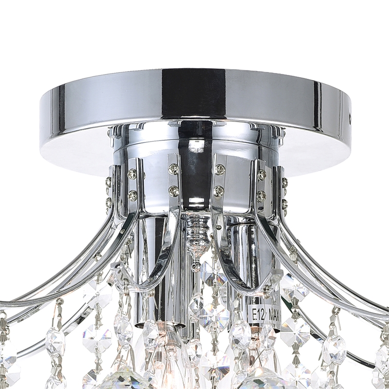 CWI Lighting Princess 3 Light Transitional Metal Flush Mount in Chrome