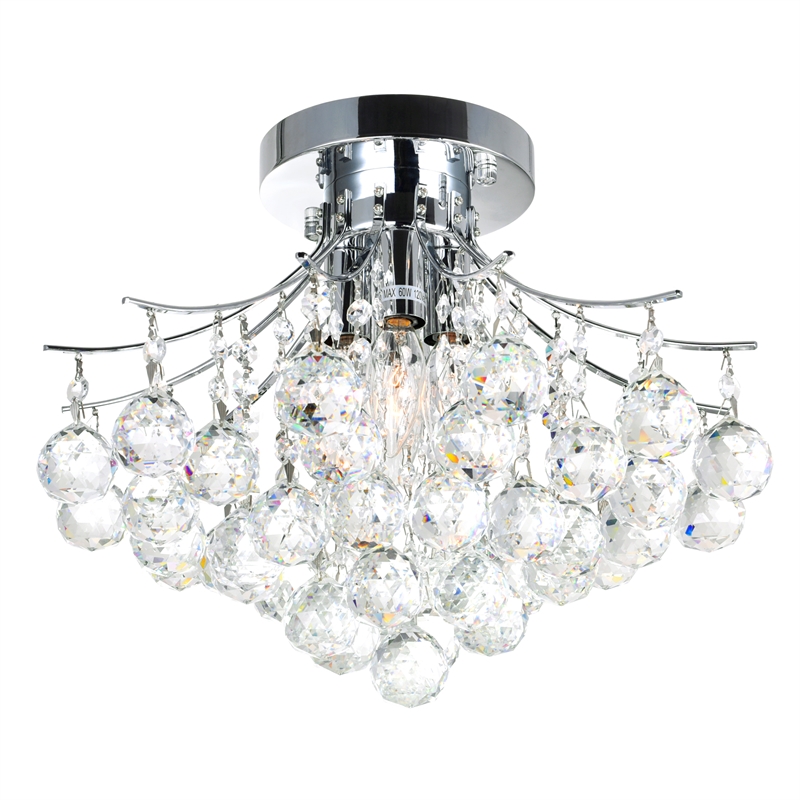 CWI Lighting Princess 4 Light Transitional Metal Flush Mount in Chrome