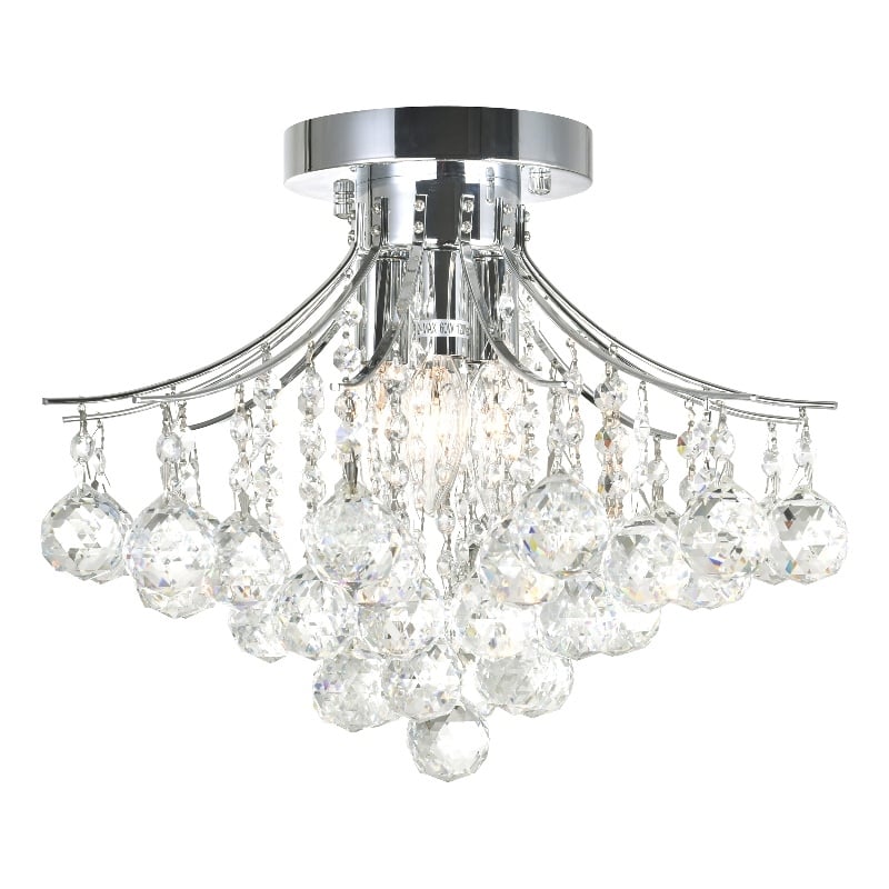 CWI Lighting Princess 4 Light Transitional Metal Flush Mount in Chrome