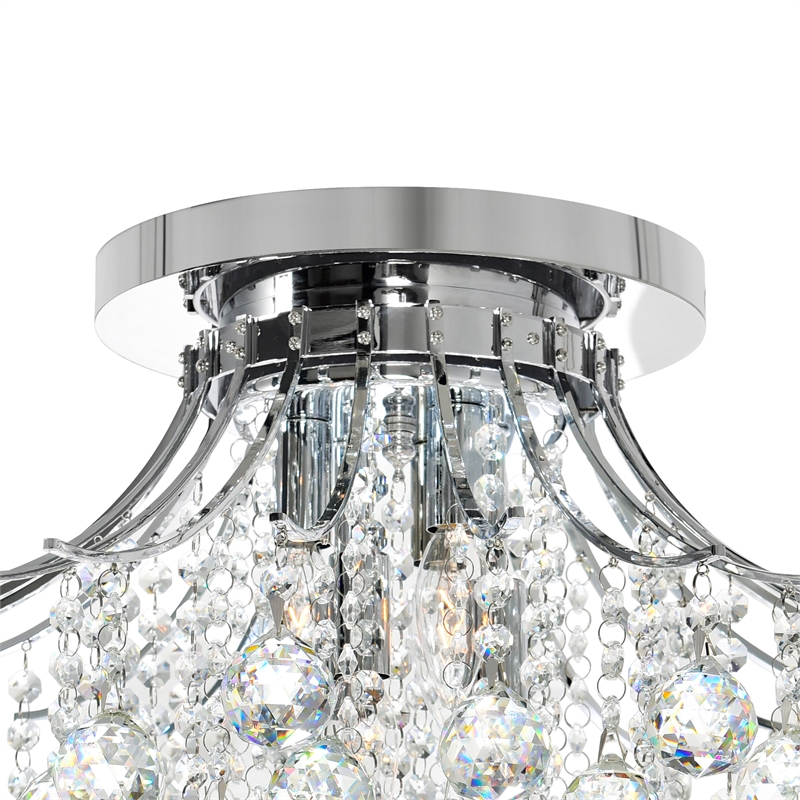 CWI Lighting Princess 6 Light Transitional Metal Flush Mount in Chrome