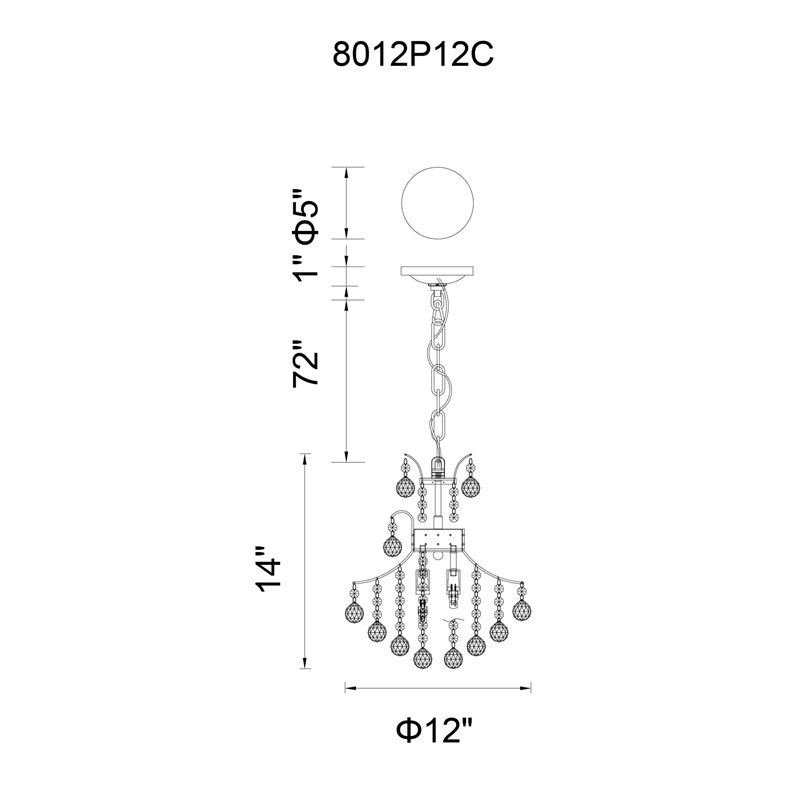 CWI Lighting Princess 3 Light Transitional Metal Mini Chandelier in Chrome