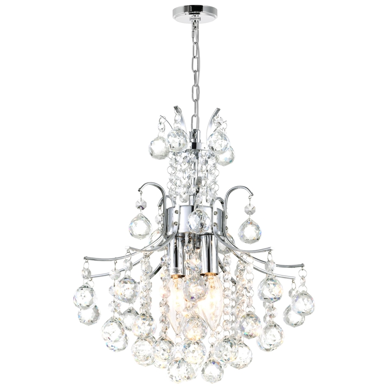 CWI Lighting Princess 3 Light Transitional Metal Mini Chandelier in Chrome