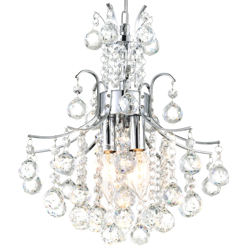 CWI Lighting Princess 3 Light Transitional Metal Mini Chandelier in Chrome