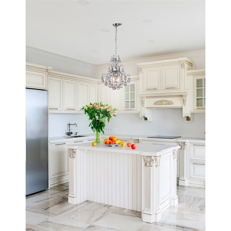 CWI Lighting Princess 3 Light Transitional Metal Mini Chandelier in Chrome