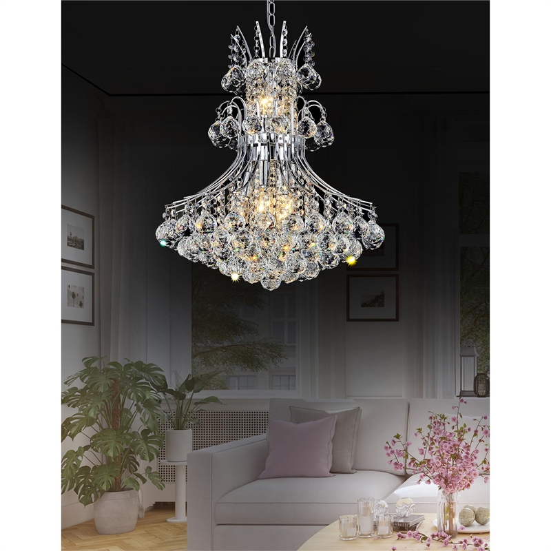CWI Lighting Princess 8 Light Down Transitional Metal Chandelier in Chrome