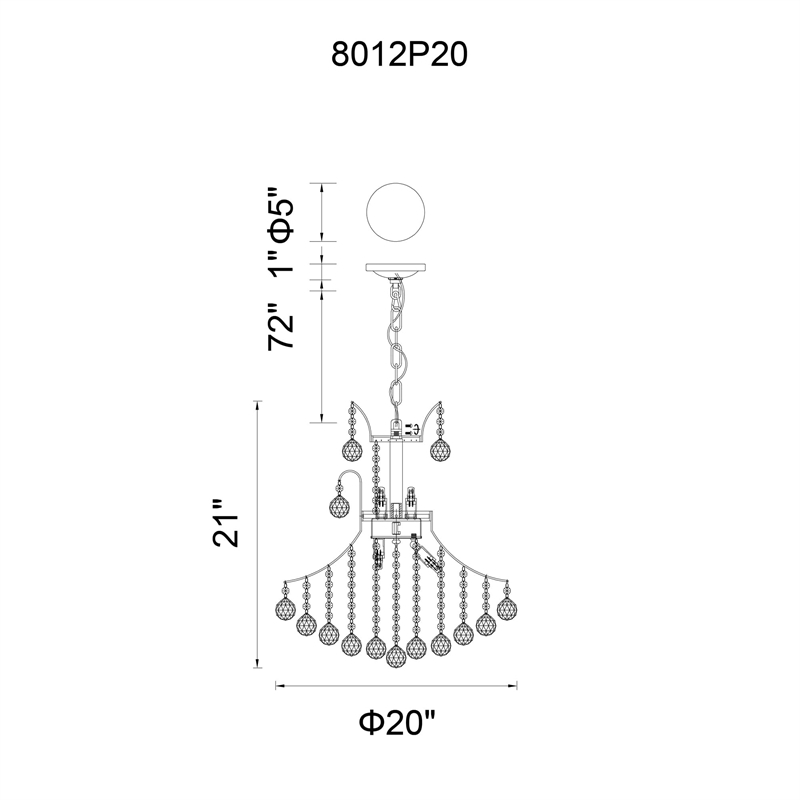 CWI Lighting Princess 8 Light Down Transitional Metal Chandelier in Chrome