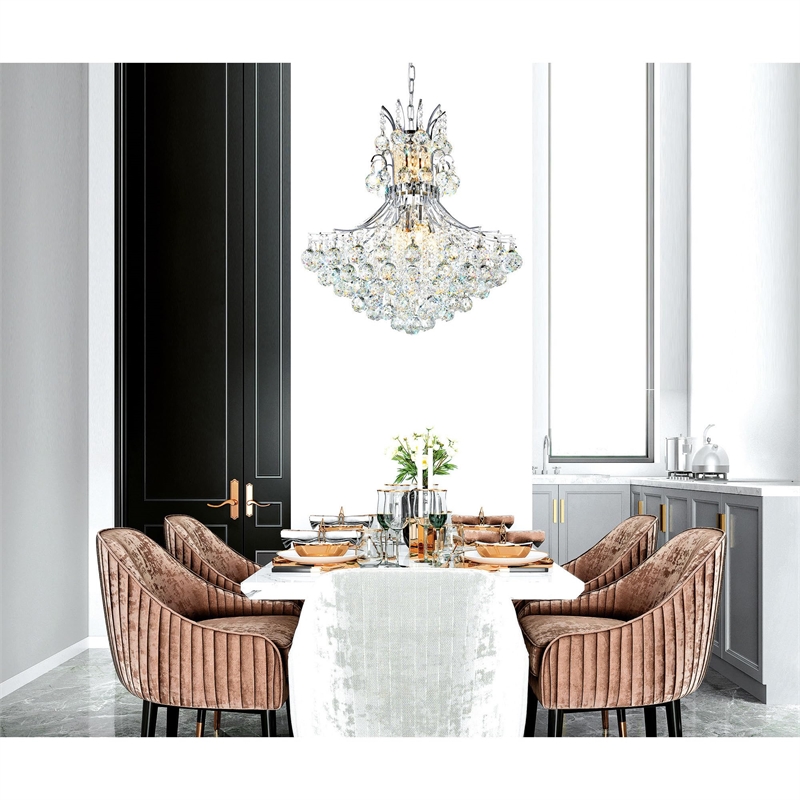 CWI Lighting Princess 10 Light Down Transitional Metal Chandelier in Chrome