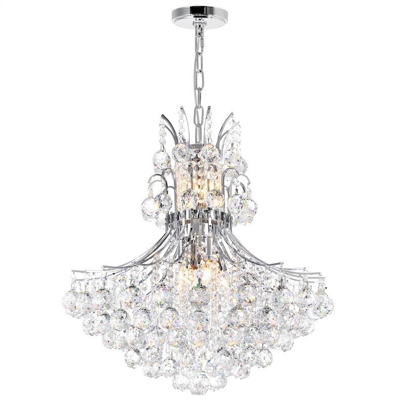 CWI Lighting Princess 10 Light Down Transitional Metal Chandelier in Chrome