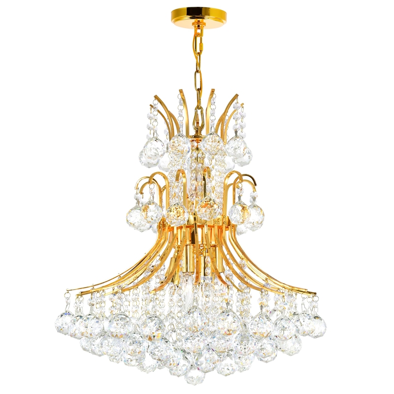 CWI Lighting Princess 10 Light Down Transitional Metal Chandelier in Gold