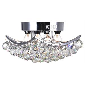CWI Lighting Queen 4 Light Transitional Metal Flush Mount in Chrome