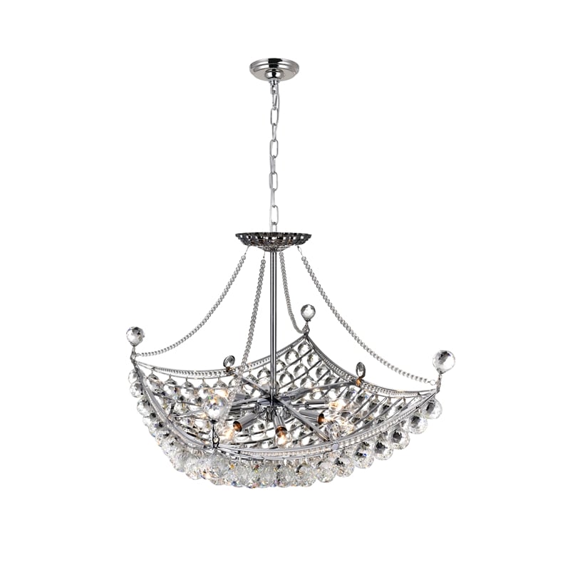 CWI Lighting Jasmine 8 Light Down Transitional Metal Chandelier in Chrome