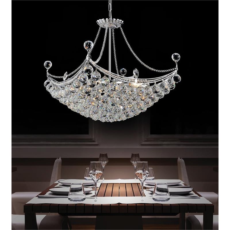 CWI Lighting Jasmine 8 Light Down Transitional Metal Chandelier in Chrome