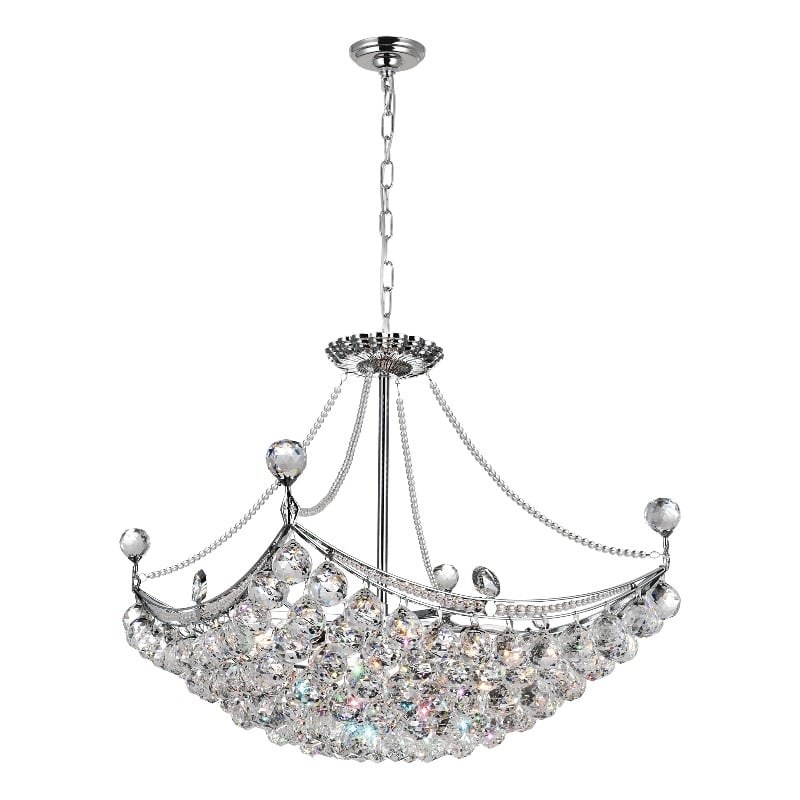 CWI Lighting Jasmine 8 Light Down Transitional Metal Chandelier in Chrome