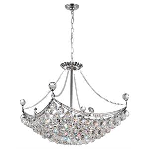 CWI Lighting Jasmine 8 Light Down Transitional Metal Chandelier in Chrome