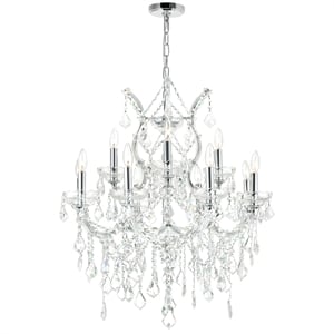 CWI Lighting Maria Theresa 9 Light Up Traditional Metal Chandelier in Chrome