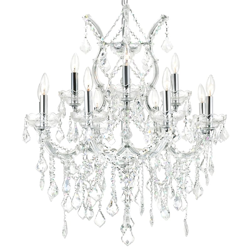 CWI Lighting Maria Theresa 9 Light Up Traditional Metal Chandelier in Chrome