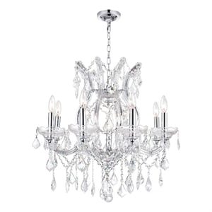 CWI Lighting Maria Theresa 9 Light Up Traditional Metal Chandelier in Chrome