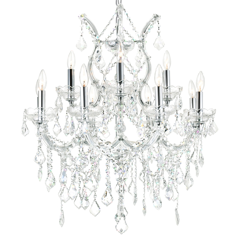CWI Lighting Maria Theresa 13 Light Up Traditional Metal Chandelier in Chrome