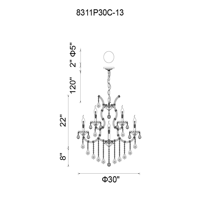 CWI Lighting Maria Theresa 13 Light Up Traditional Metal Chandelier in Chrome