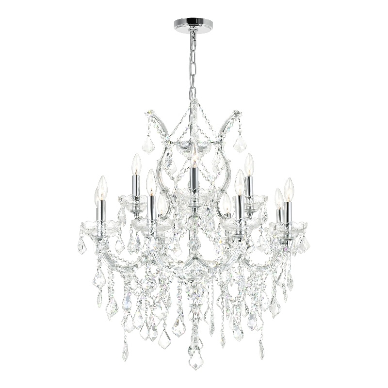CWI Lighting Maria Theresa 13 Light Up Traditional Metal Chandelier in Chrome