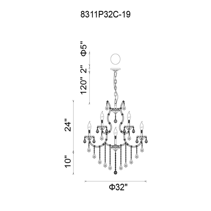 CWI Lighting Maria Theresa 19 Light Up Traditional Metal Chandelier in Chrome