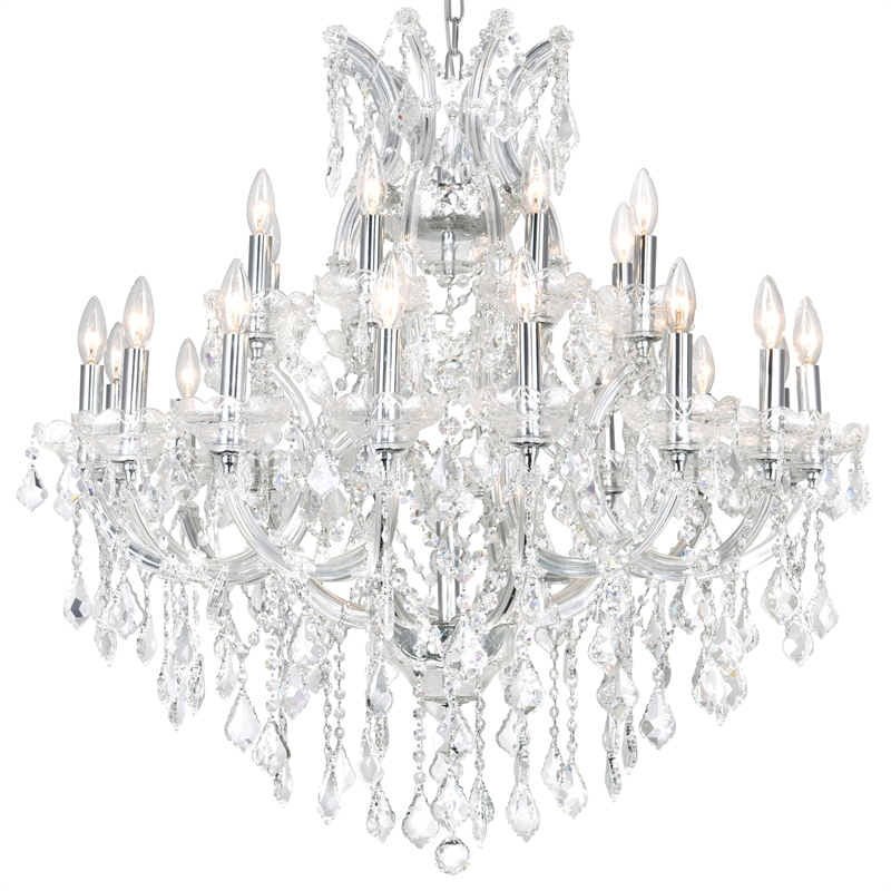 CWI Lighting Maria Theresa 25 Light Up Traditional Metal Chandelier in Chrome