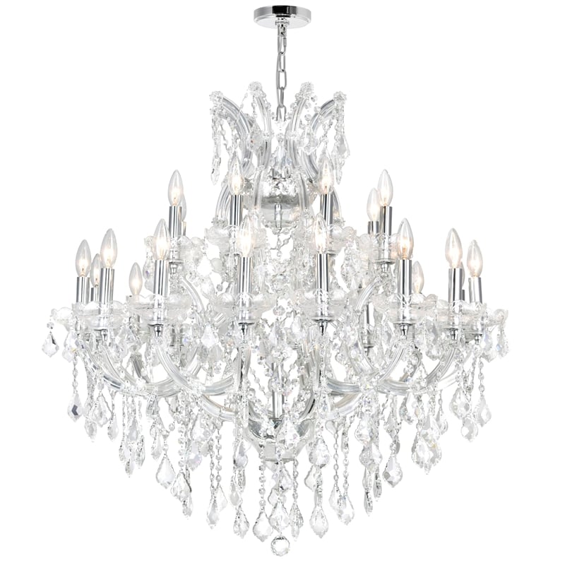 CWI Lighting Maria Theresa 25 Light Up Traditional Metal Chandelier in Chrome