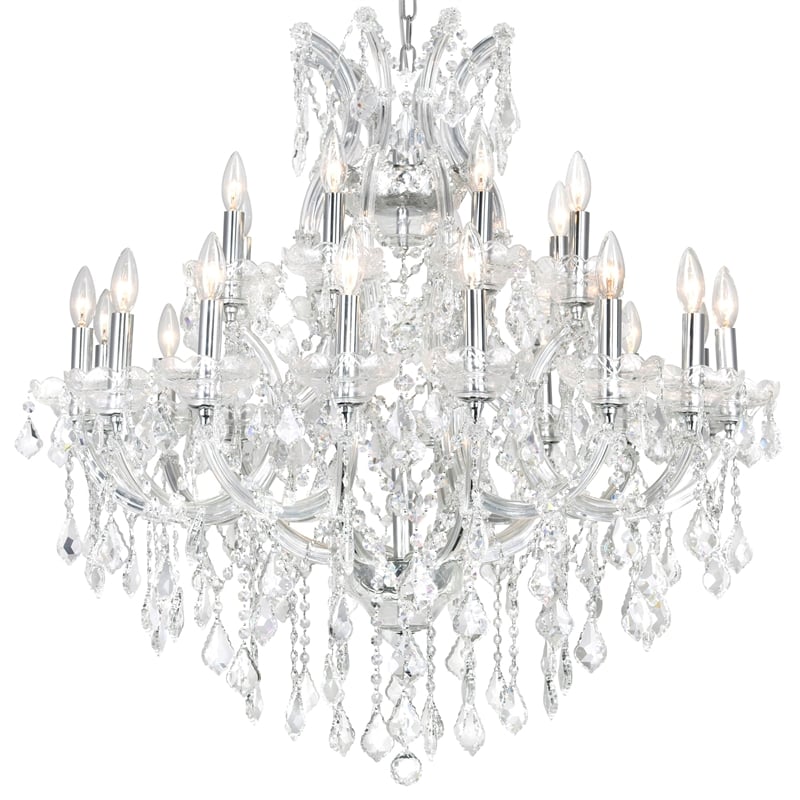 CWI Lighting Maria Theresa 25 Light Up Traditional Metal Chandelier in Chrome