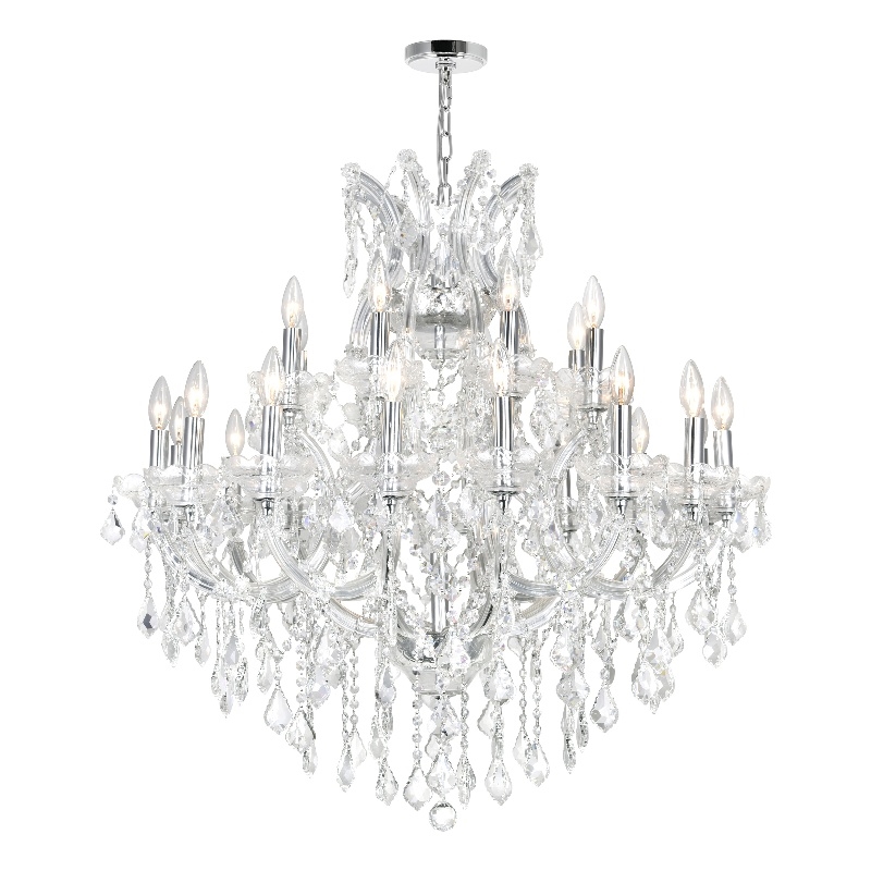 CWI Lighting Maria Theresa 25 Light Up Traditional Metal Chandelier in Chrome