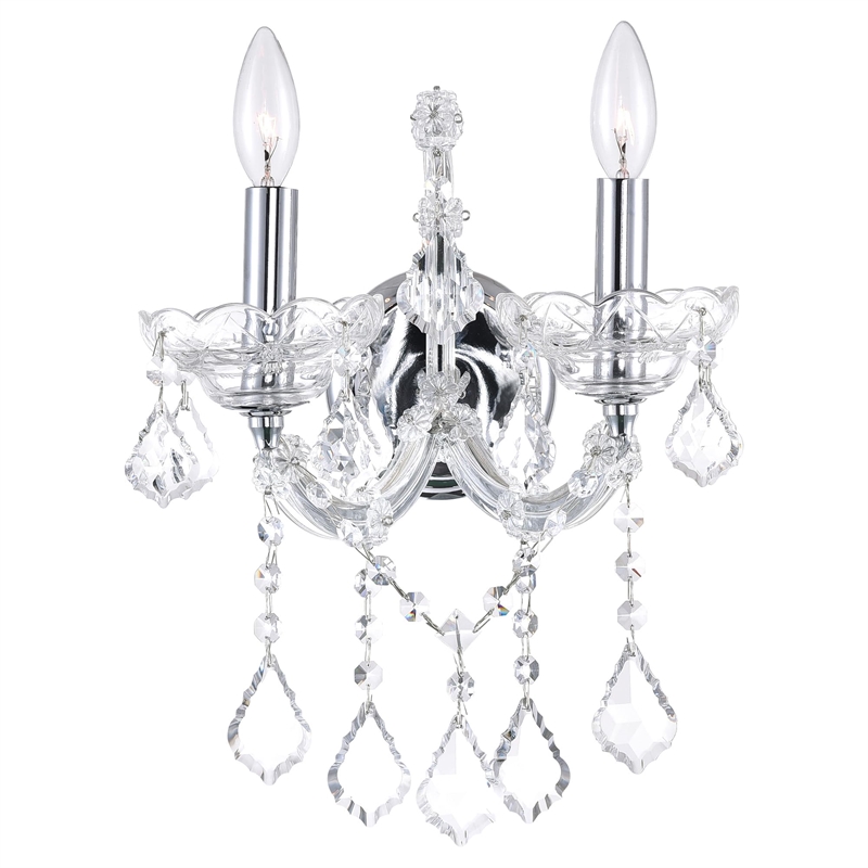 CWI Lighting Maria Theresa 2 Light Traditional Metal Wall Sconce in Chrome