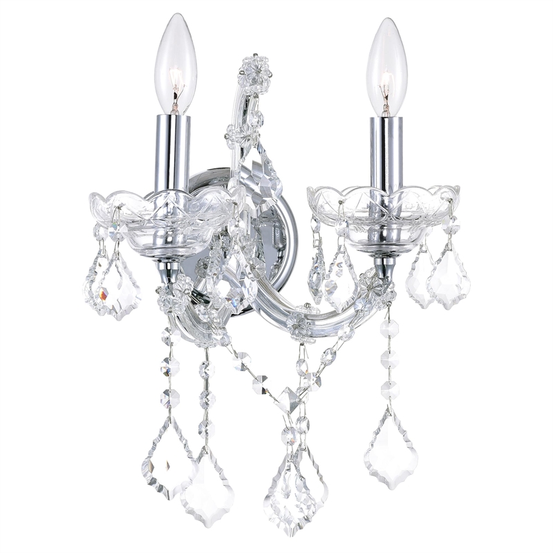 CWI Lighting Maria Theresa 2 Light Traditional Metal Wall Sconce in Chrome