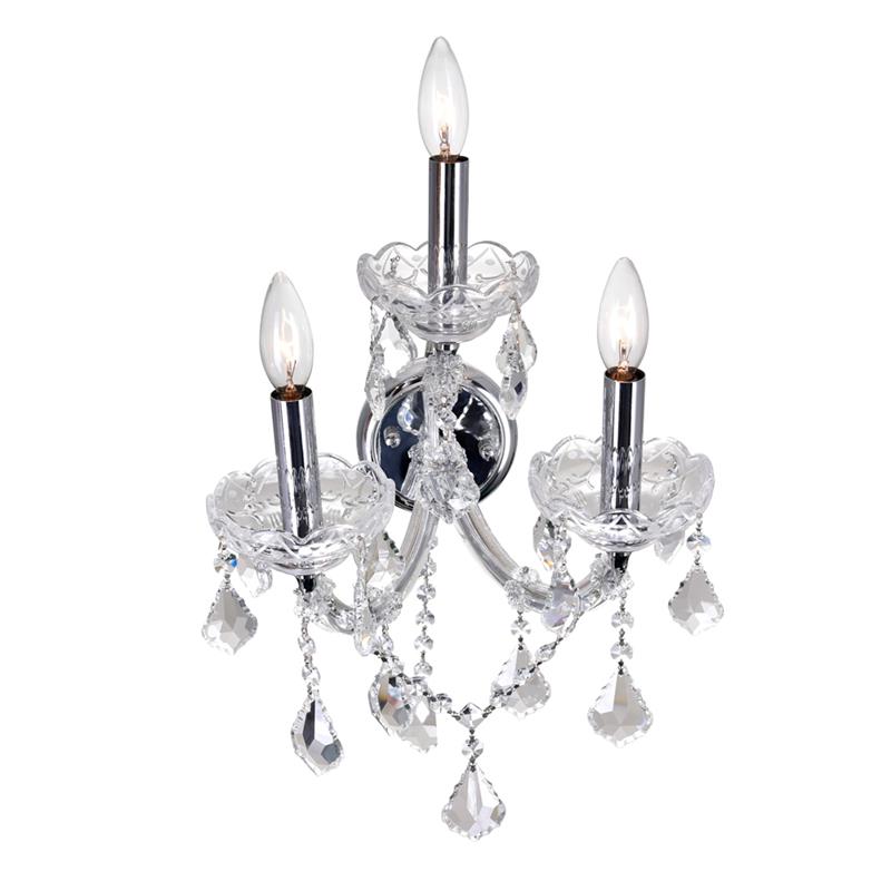 CWI Lighting Maria Theresa 3 Light Traditional Metal Wall Sconce in Chrome