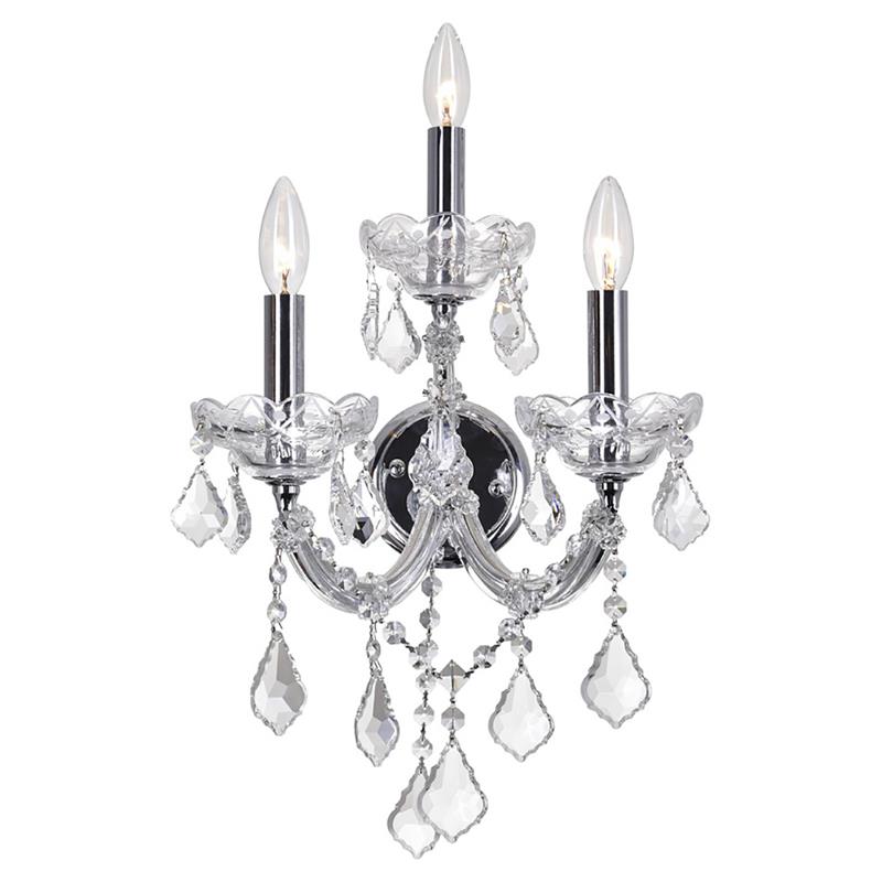 CWI Lighting Maria Theresa 3 Light Traditional Metal Wall Sconce in Chrome