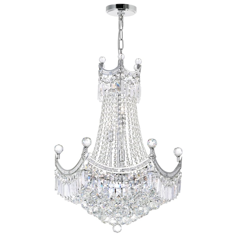 CWI Lighting Amanda 11 Light Down Transitional Metal Chandelier in Chrome