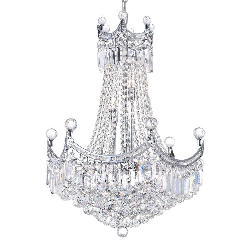 CWI Lighting Amanda 11 Light Down Transitional Metal Chandelier in Chrome