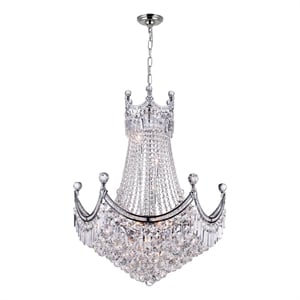 CWI Lighting Amanda 15 Light Down Transitional Metal Chandelier in Chrome