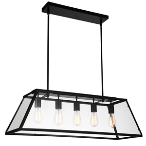 CWI Lighting Alyson 5 Light Down Farmhouse Metal Chandelier in Black