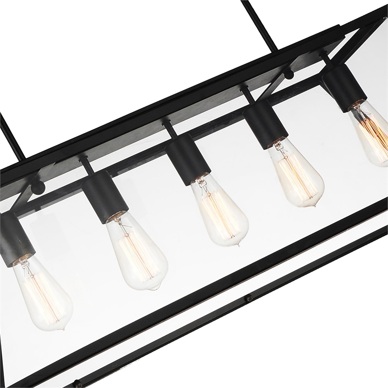 CWI Lighting Alyson 5 Light Down Farmhouse Metal Chandelier in Black