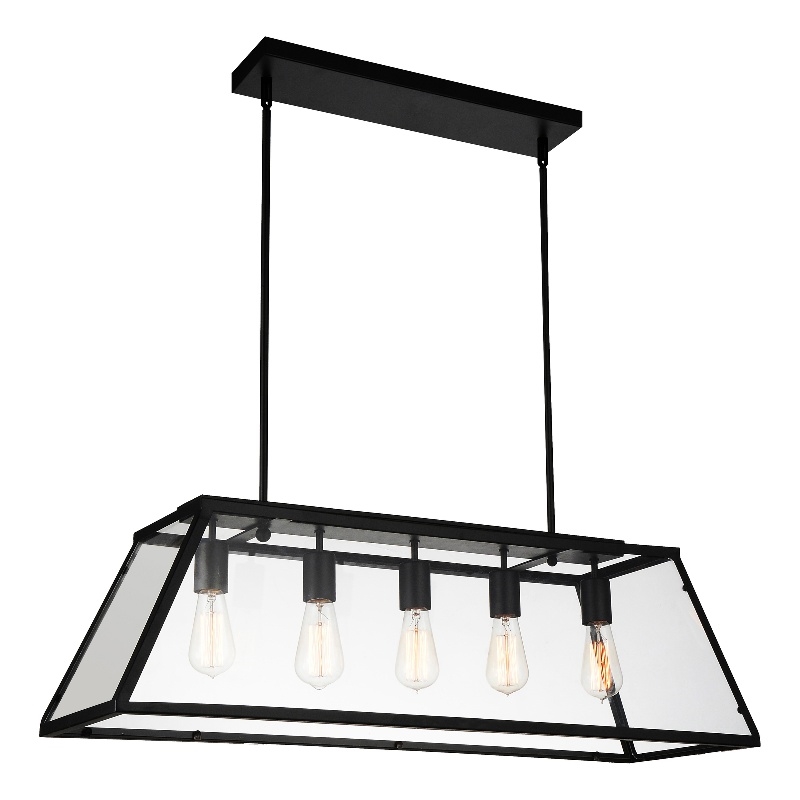 CWI Lighting Alyson 5 Light Down Farmhouse Metal Chandelier in Black
