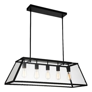 CWI Lighting Alyson 5 Light Down Farmhouse Metal Chandelier in Black