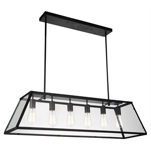 CWI Lighting Alyson 6 Light Down Farmhouse Metal Chandelier in Black